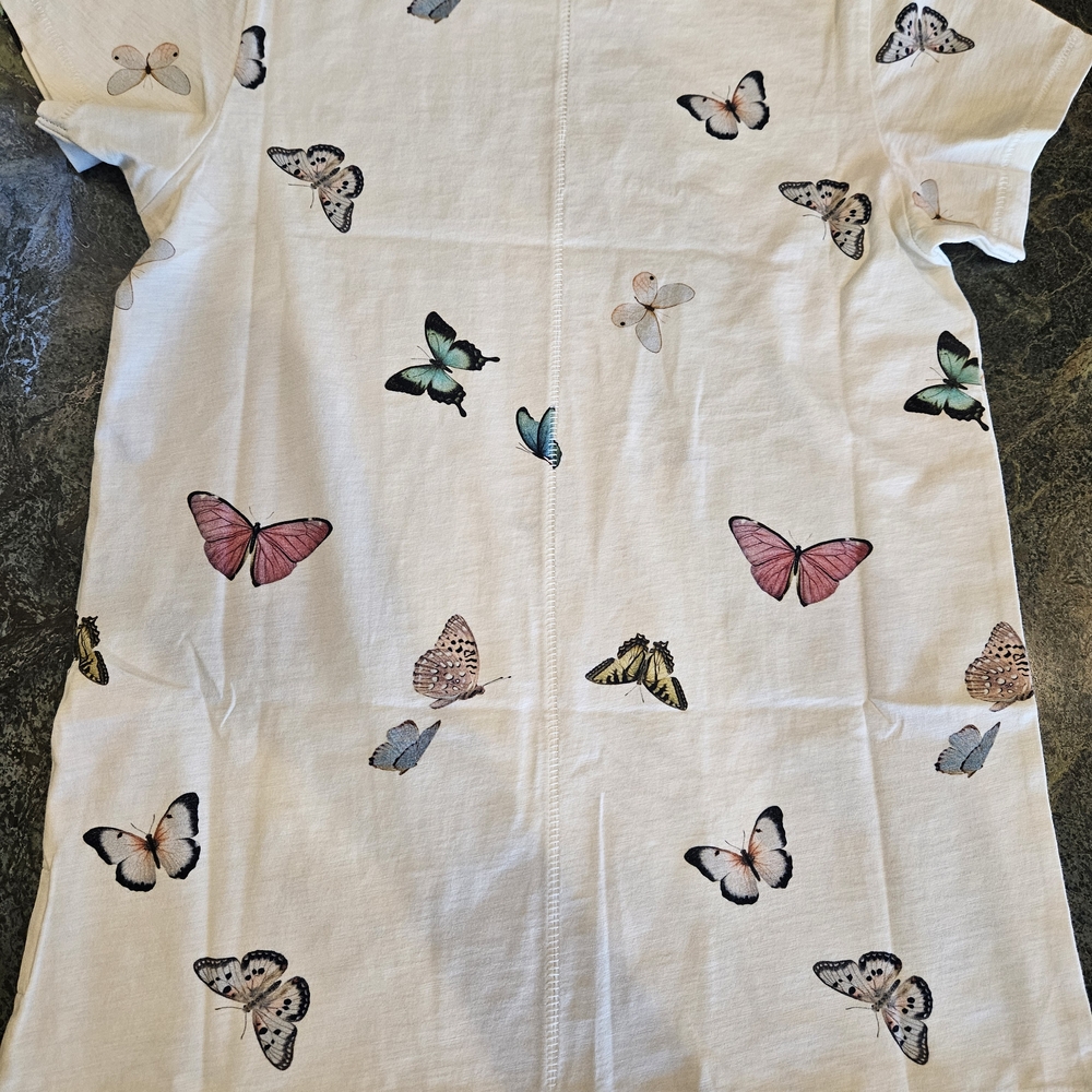 Rag & Bone All Over Ozzy Butterfly Tee Ivory and Blue Tee - Picture 6 of 10